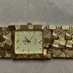 Bulova Gold Nugget 18k Plated Watch 