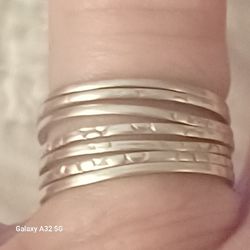 Vtg.MEXICIO Sterling Silver  7- BAND RINGS- SZ7