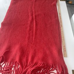 Anthropologie Mimi Fringed Wrap Scarf Red pre-owned 