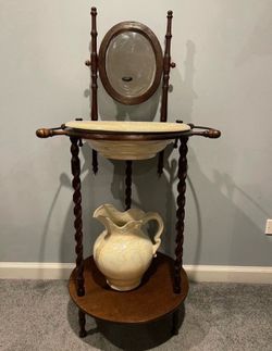 Antique Hand Made Wooden Framed Wash Basin Wash Stand.