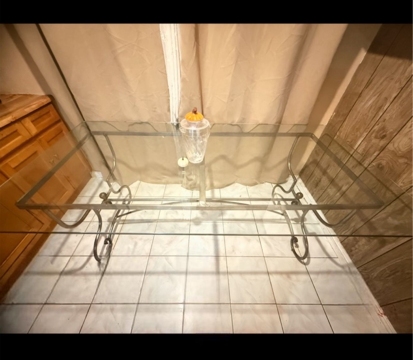 Beautiful Glass Table With Pewter Base