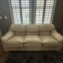 Couch - 3 Seats - Leather Couch - Ivory