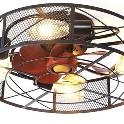 18 Inch caged ceiling fan With 4 Bulb Base