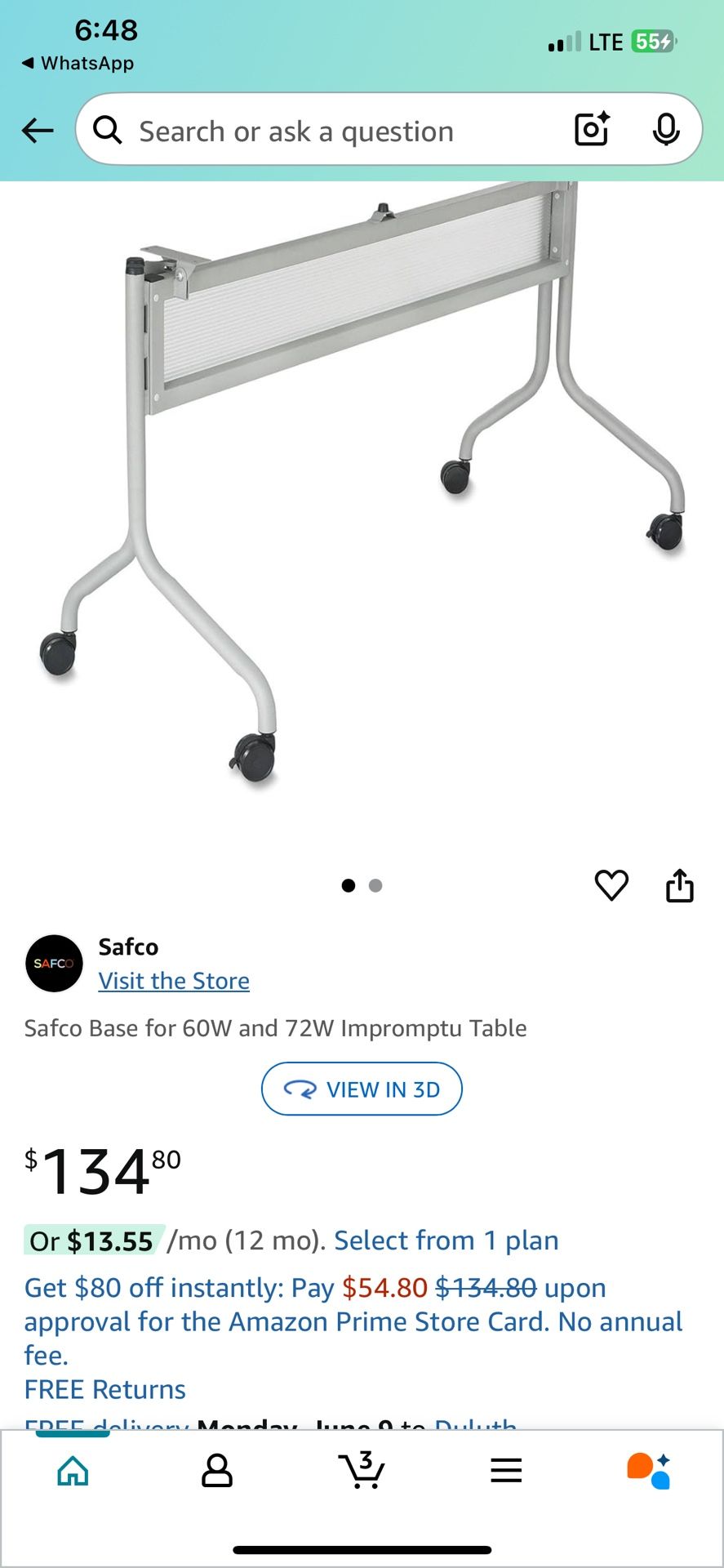 Safco Base for 60W and 72W Impromptu Table
