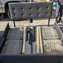 Queen size bed frame with 4 storage drawers