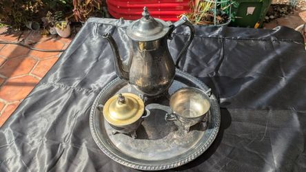 Vintage 4-Piece Silver-Plated Tea & Coffee Service Set with Tray