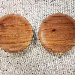 NWT Two Williams Sonoma Providence 8.25in Round Wooden Plates/Platters/Candle Holders