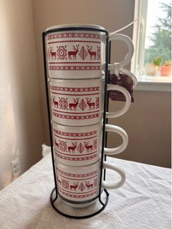 Reindeer coffee mugs-set of 4