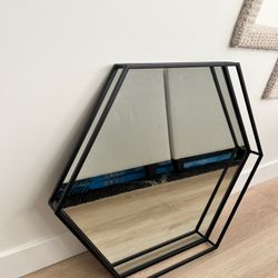 Modern Black Matte Hexagon Mirror