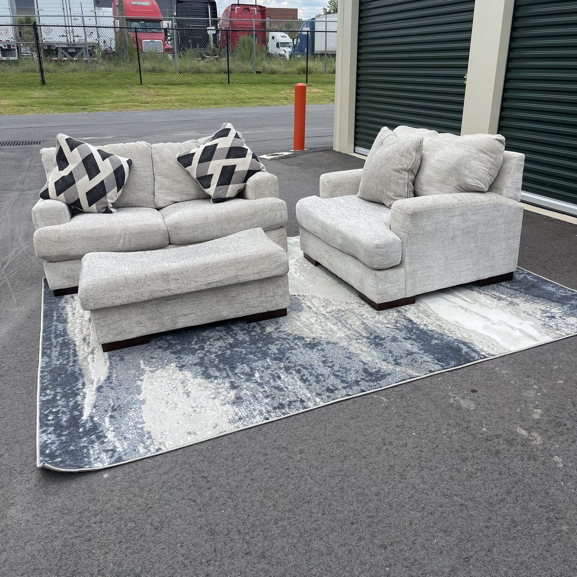 Sofa Chair & Ottoman Set – Feather Down Pillows Included Sofa Set Sectional