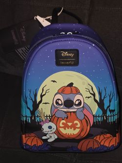 Loungefly Disney Stitch Glow in the Dark Pumpkin Halloween Mini Backpack New with Tags