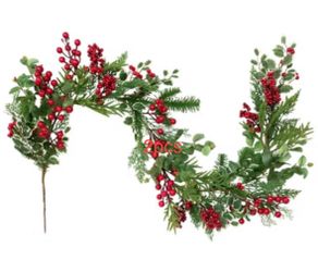 Mixed Pine, Cedar and Berries Artificial Christmas 4ft long ea