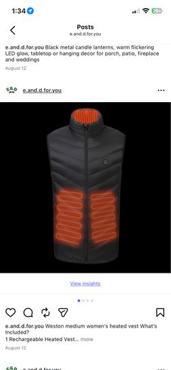 Weston medium women’s heated vest What’s Included? 1 Rechargeable Heated Vest 1 7.4V rechargeable battery Instructions