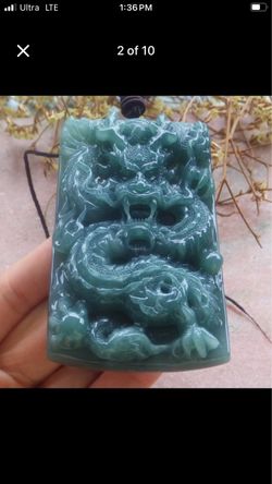 Certificate JADEITE Jade Green wealth Dragon pendant