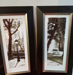 2- Black and white framed photos