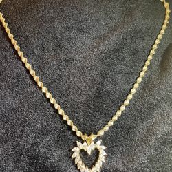 Gold Tone CZ Stone Heart Necklace 