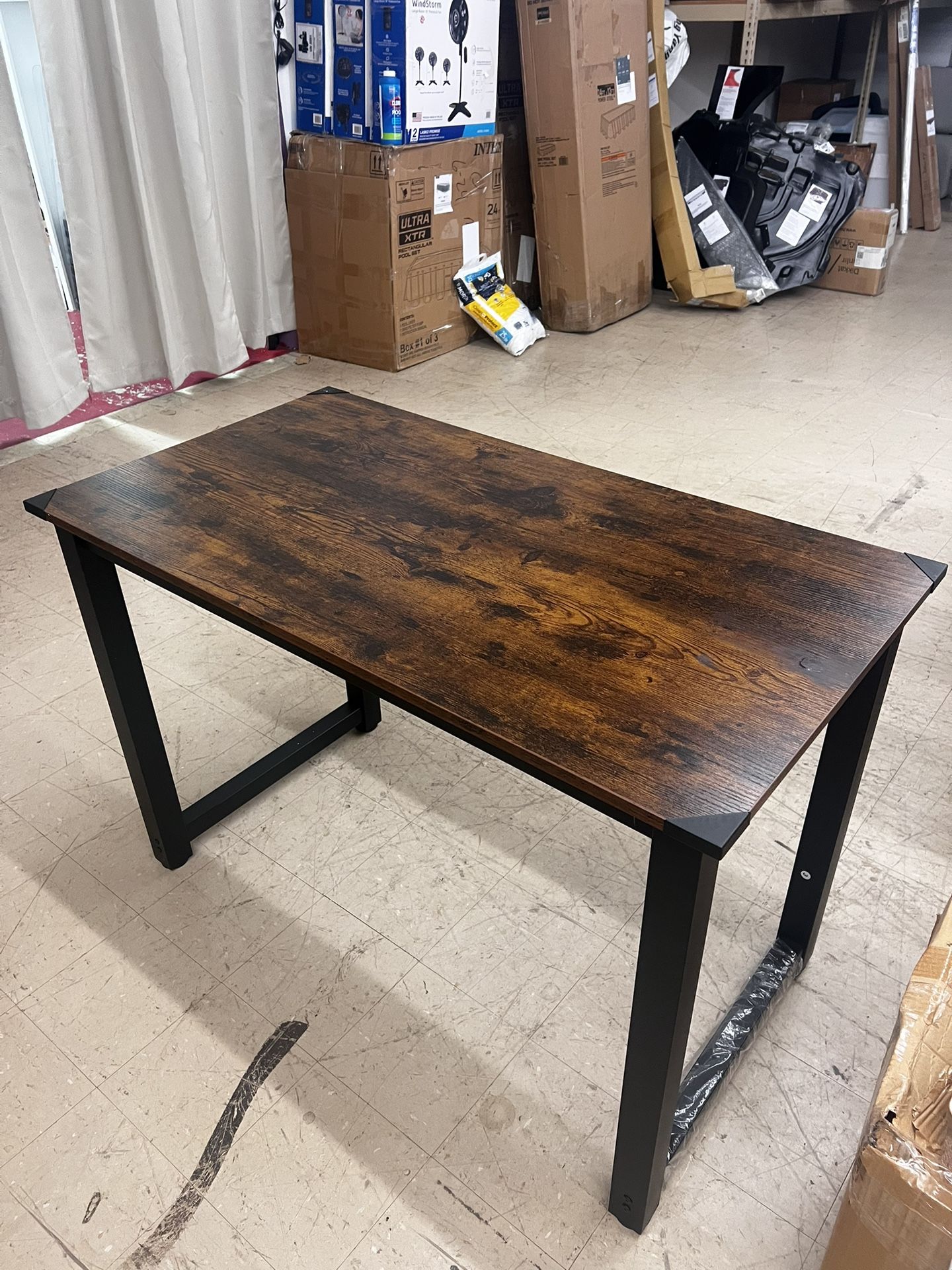 43.3 in. W Retangular Oak Color Wooden Computer Desk with Metal Legs, New