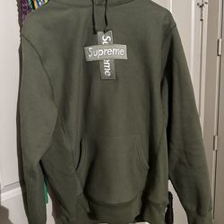 Supreme Olive Cross Box Logo Hoodie Sweatshirt for Sale in
