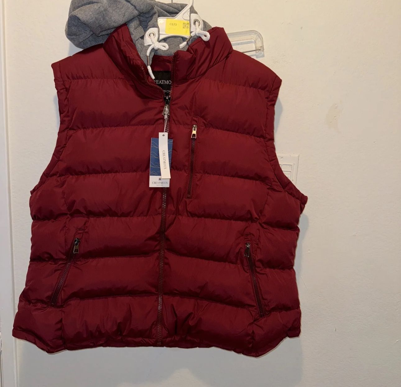 CREATMO US Men'sOutdoor Winter Vest Outerwear Removable Hooded Padded Puffer 3xL