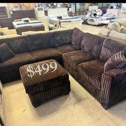 Beautiful 4-Pc Fur-like Jumbo Corduroy Sectional Sofa Set 