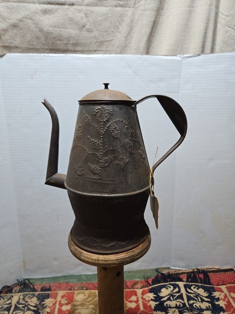 Original Early 1800's PA Punched Tin Coffee Pot