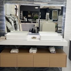 60” Floating Double Sink Hotel Design PVC Vanity