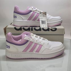 Adidas Hoops 3.0 Kids White / Pink Sneakers Size 6.5 New