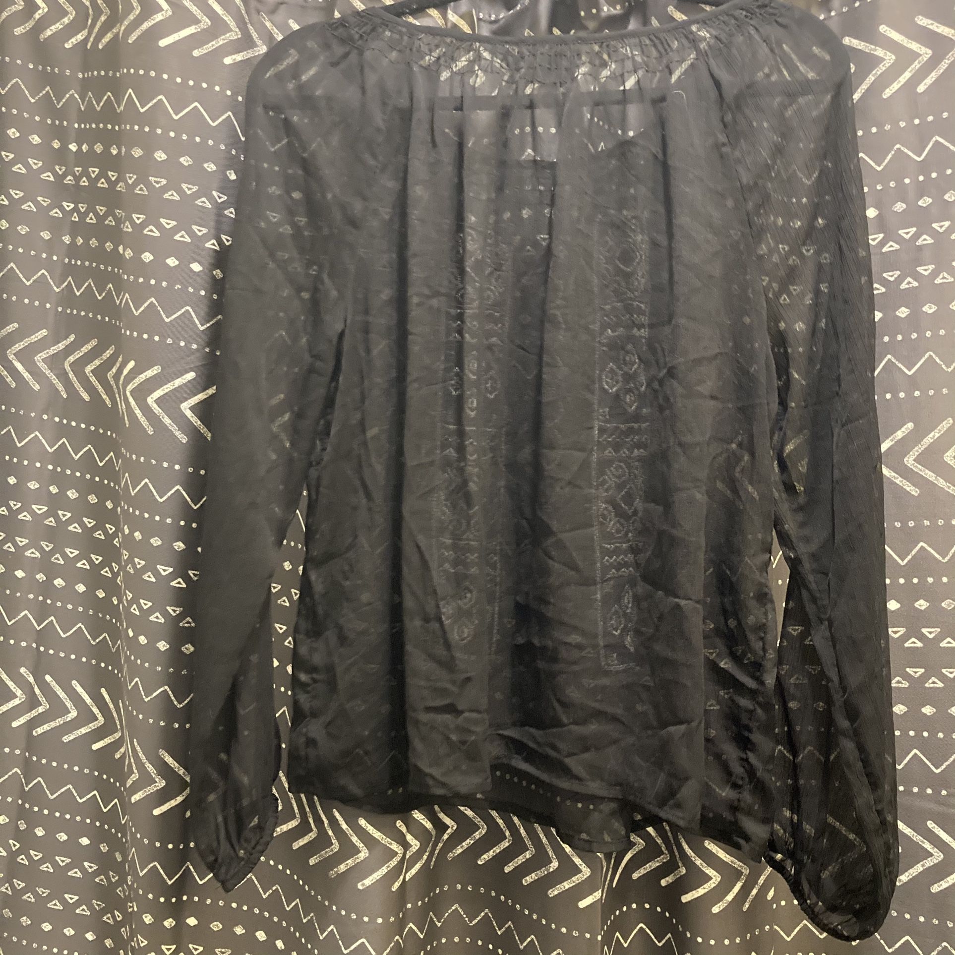 Lucky Brand Sheer Embroidered Top