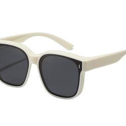 CGZWFERA-big frame sunglasses men driving polarized sun glasses for women uv400. Color: White