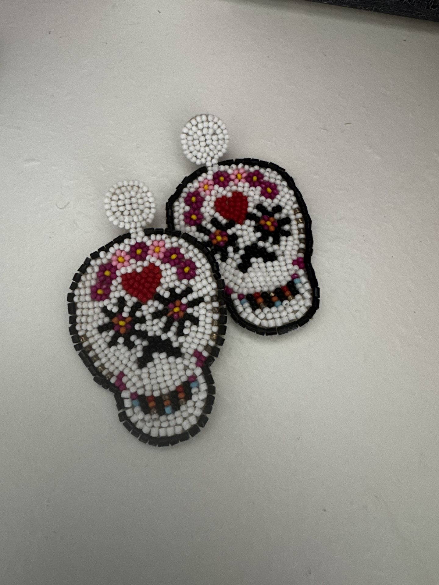 Hand Beaded Earrings From Fort Hall. 