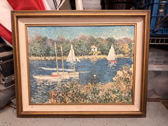 Framed Monet Sailboat Scene Print