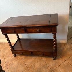 Antique Wood Buffet Server Table with Drawers