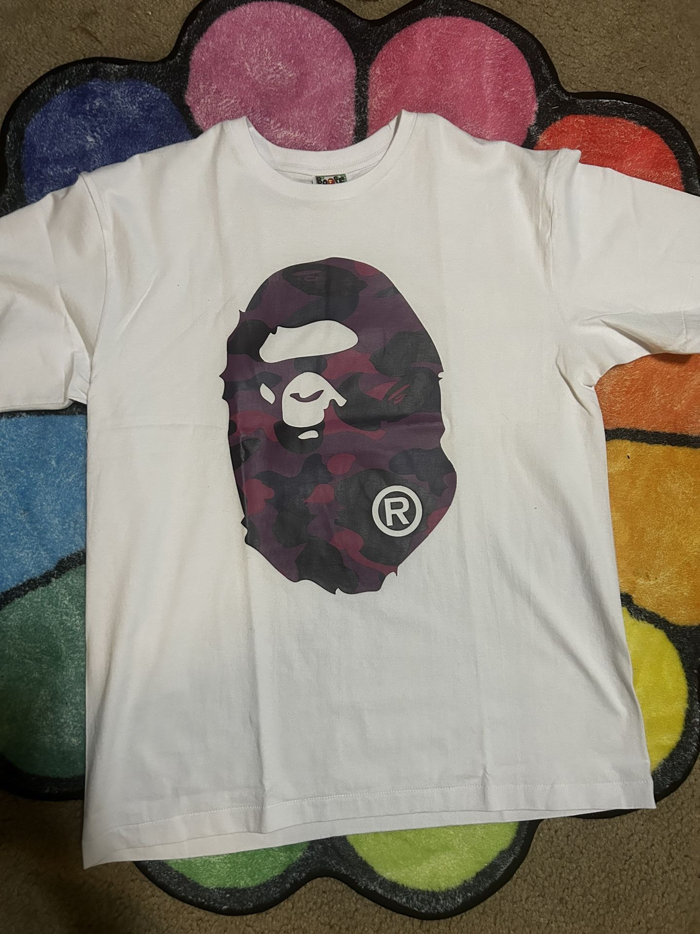 Bape Color Camo Big Ape Head Tee White/Purple Never Worn