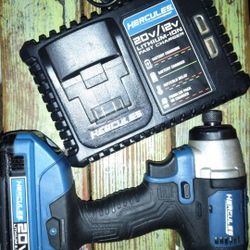 NEW 20 VOLT CORDLESS IMPACT DRILL WITH 20 VOLT LITHIUM ION BATTERY RAPID FAST CHARGER WITH SAFETY LIGHT