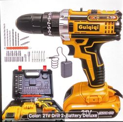 21V CORDLESS DRILL KIT WITH TORQUE SETTING BUILT IN LIGHT (2) LI-ION BATTERIES