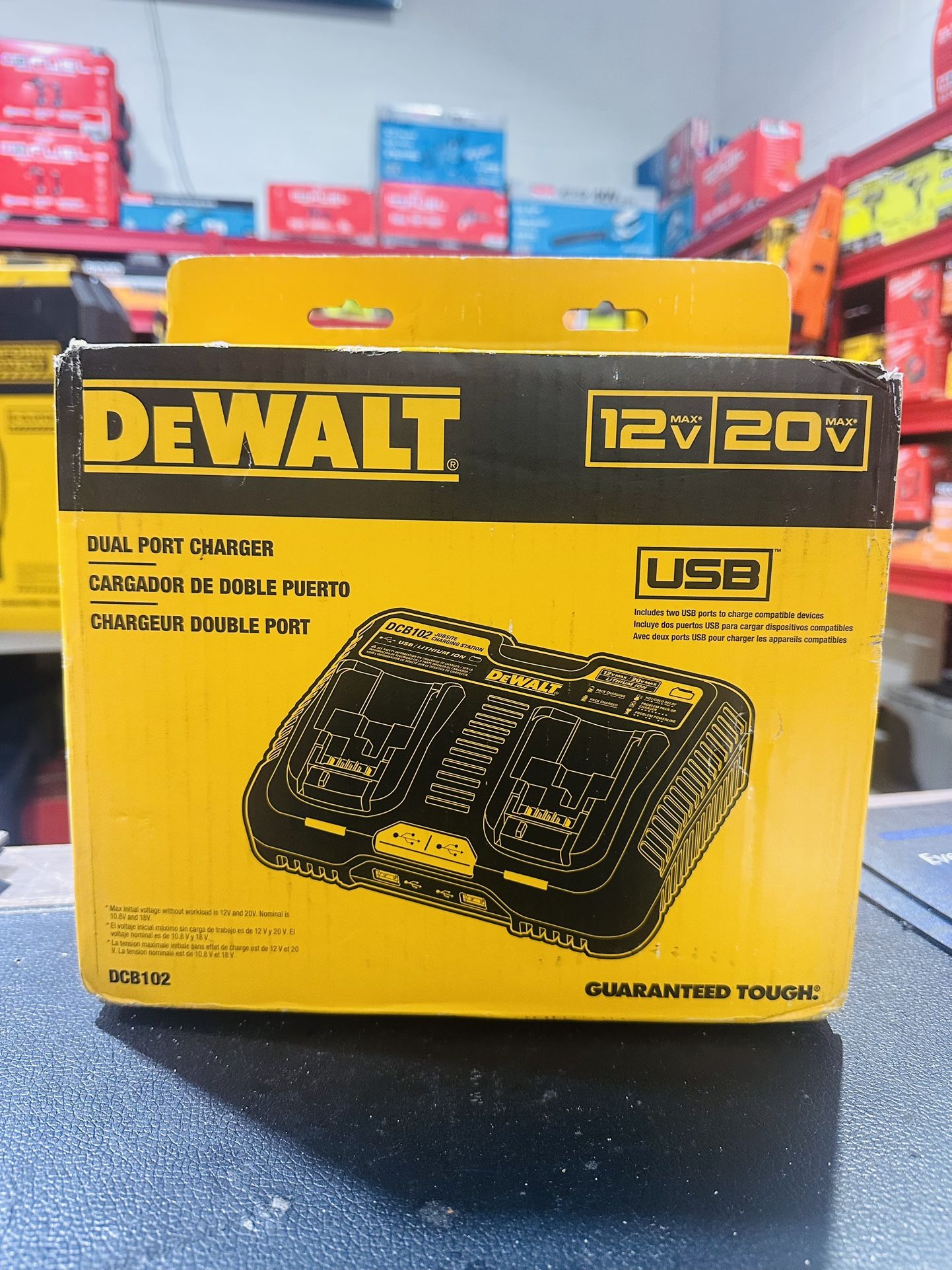 DEWALT 12V to 20V MAX Lithium-Ion Dual Port Jobsite Charging Station with (2) USB Ports