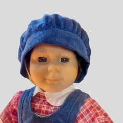 Vinyl Boy Doll With Corduroy Overalls And Cap