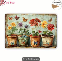 2D Flat - 1pc 2D Flat Vintage Floral Wooden Wall Decor | Multicolor Flowers In Pink, Yellow, Orange, Purple, Blue, Red, White, Brown, Beige - Heavy, S