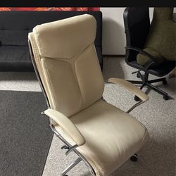 White Leather Office Chair Used 