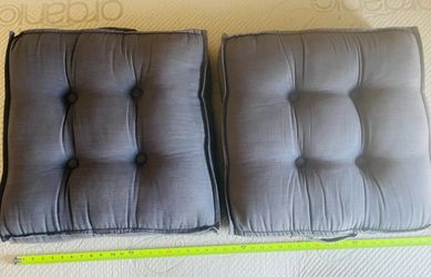 World Market Tufted Gusseted Floor Cushions w/ Handles (Pair) — Excellent Condition
