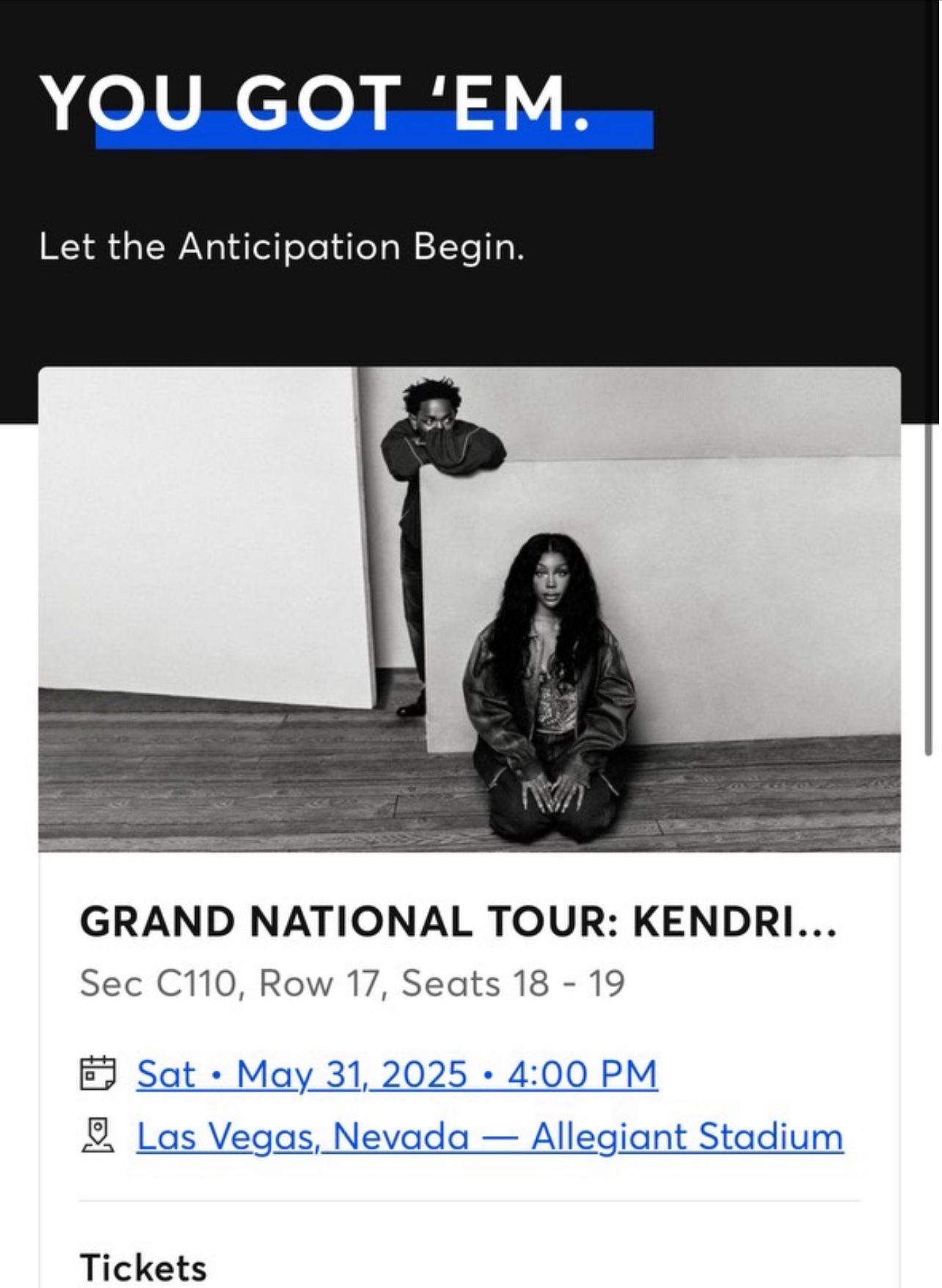 Grand National Tour Kendrick Lamar & SZA