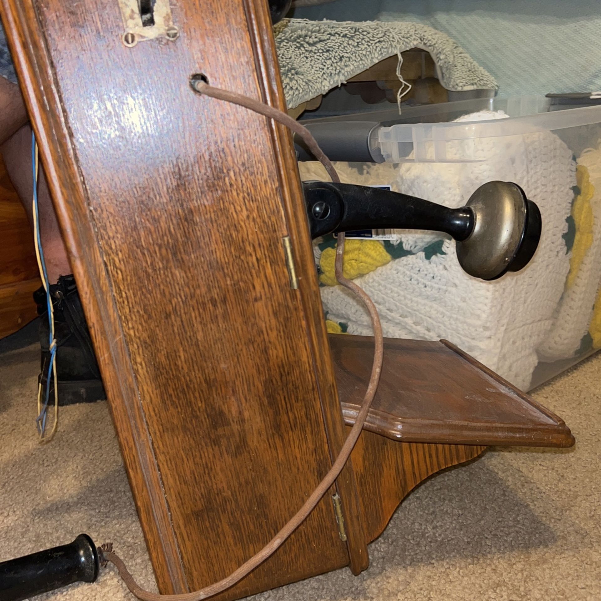 Antique Wall Phone Western Electric Candlestick Hand Crank in Wood BOX 1900s