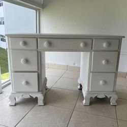 White Solid Wood Desk 