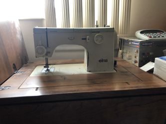 Elna sewing machine and custom made working sewing desk