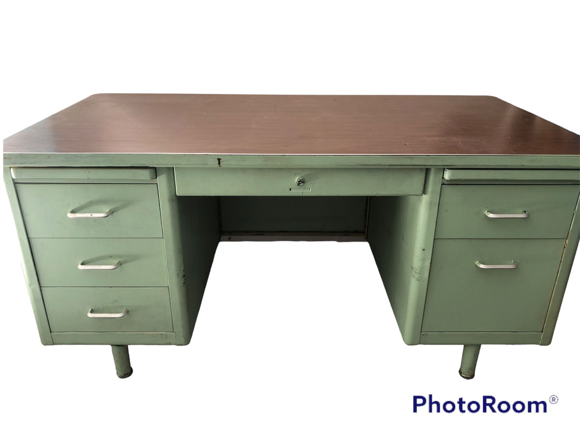 Vintage 1950’s Metal Teachers Desk Mint Green