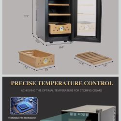 25L Electric Humidor Cigar Box, Temperature Adjustable Digital Display LED Lighted 150 Counts Cigar Cabinet with Spanish CED$100