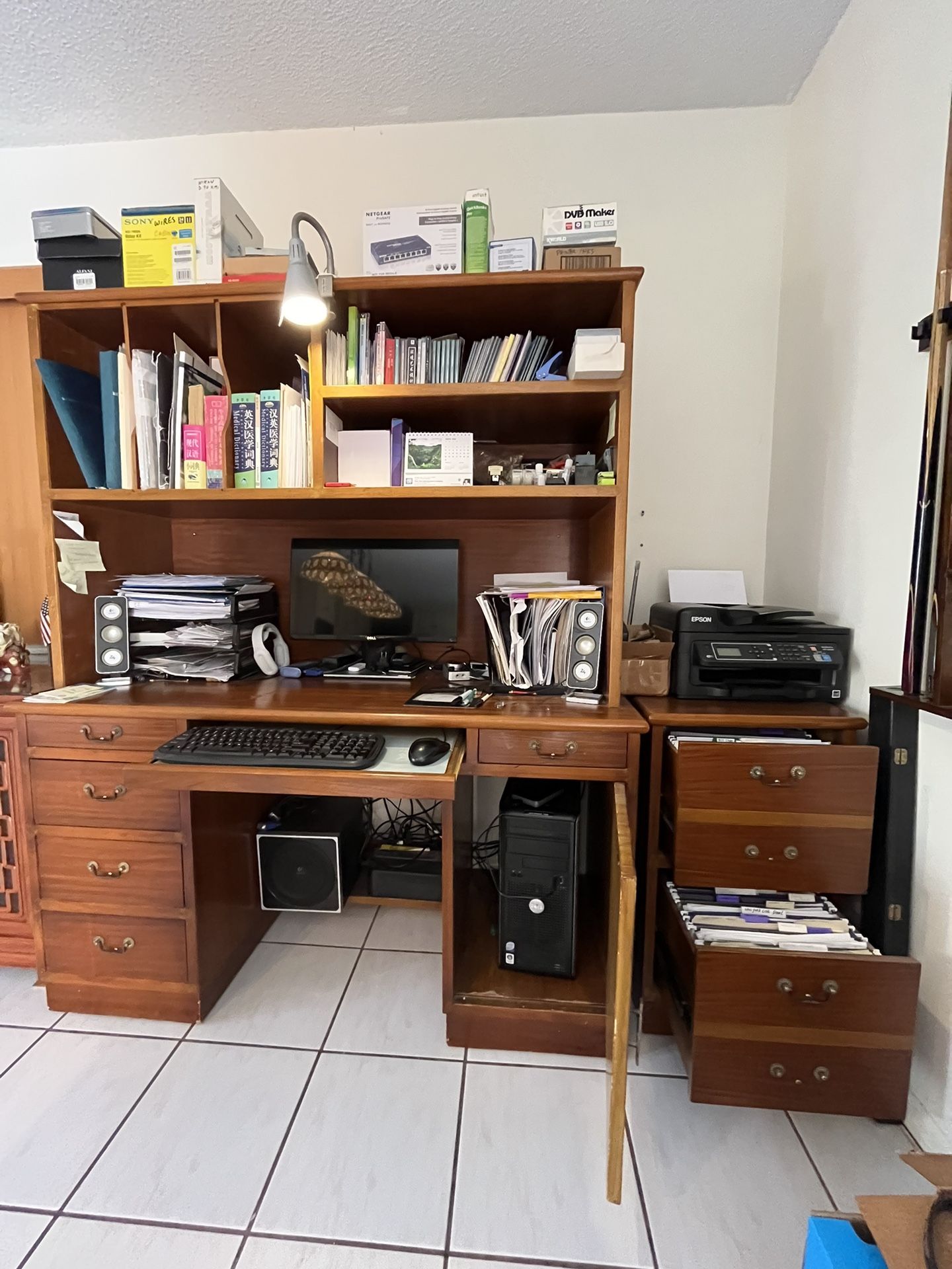 Computer Desk Plus Filing Cabinet