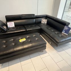 Going out of business sale. Ibiza black sectional with ottoman set now $899. Easy finance option. Same day delivery.