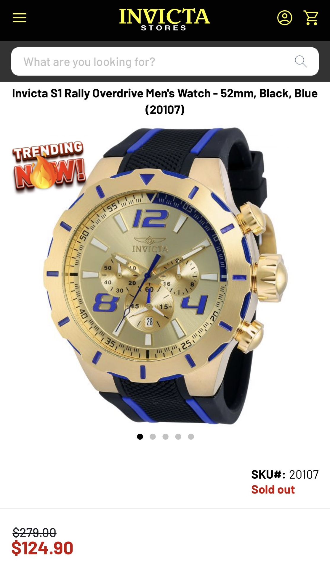 Invicta S1 Rally Overdrive Men's Watch - 52mm, Black, Blue (20107)