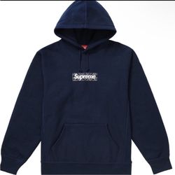 Supreme Bandana Box Logo Hooded Sweatshirt Navy FW19
